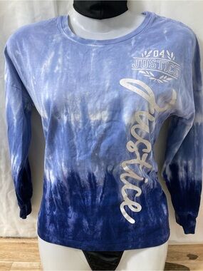 Justice Y2K Blue Tie-Dye Graphic Long Sleeve Top Women XS/S